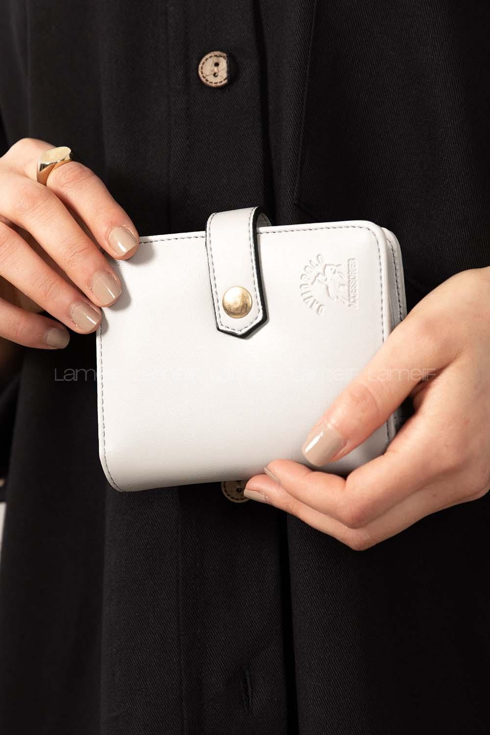 Modalamelif David Polo Kapak Kilitli Cüzdan Açık Gri