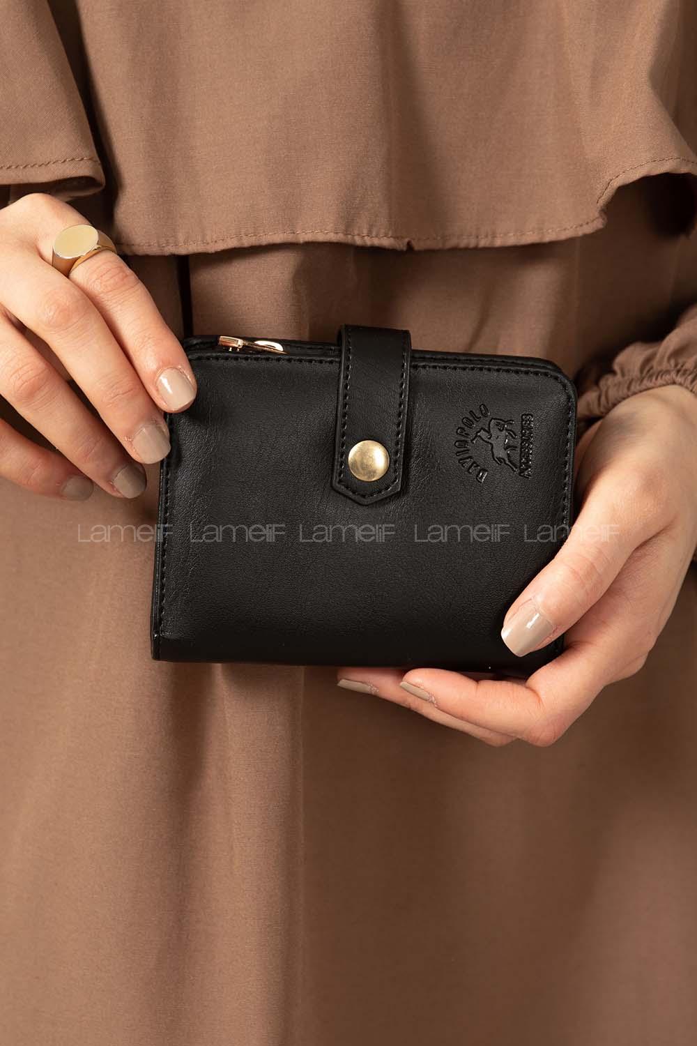 Modalamelif David Polo Kapak Kilitli Cüzdan Siyah