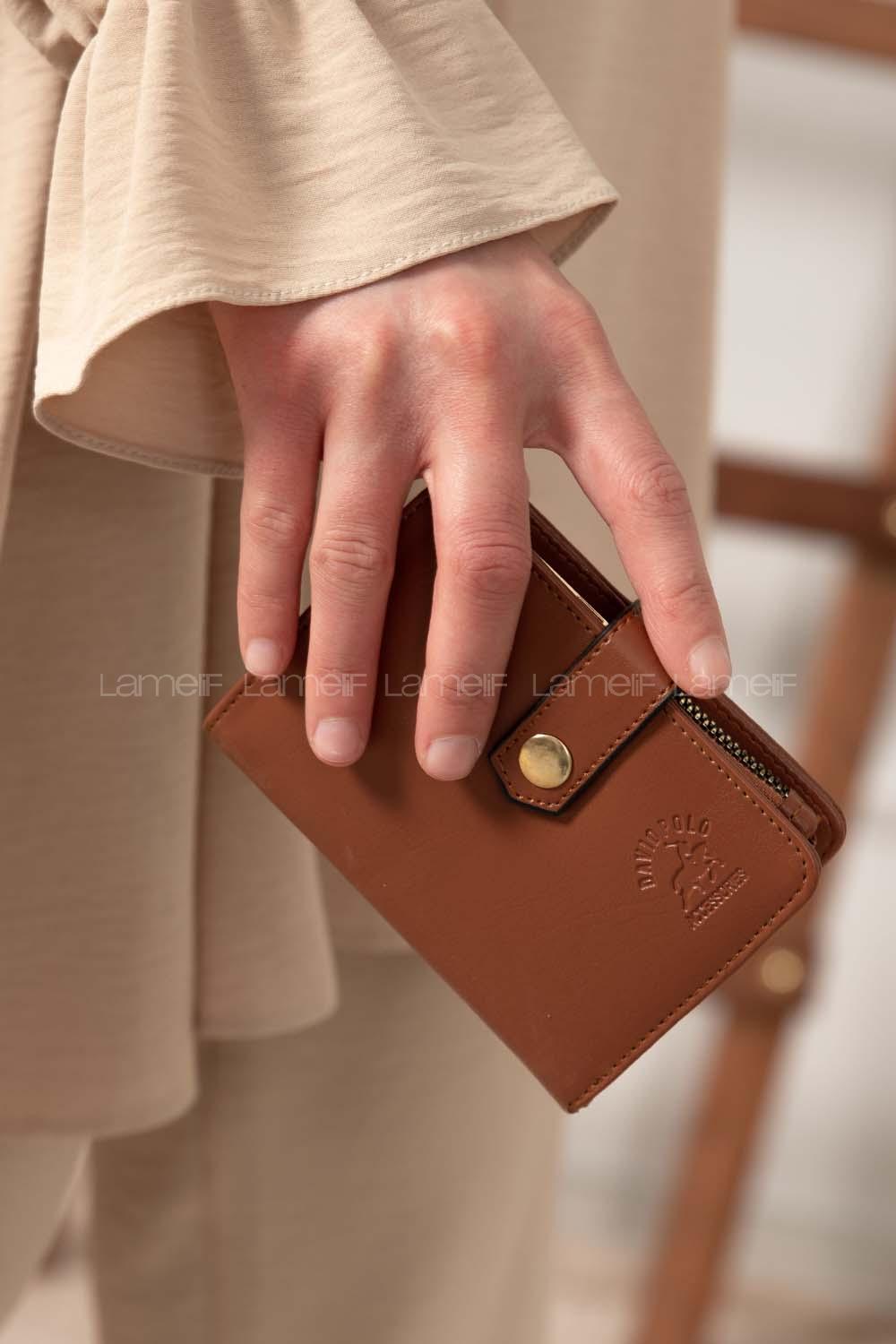 Modalamelif David Polo Kapak Kilitli Cüzdan Taba