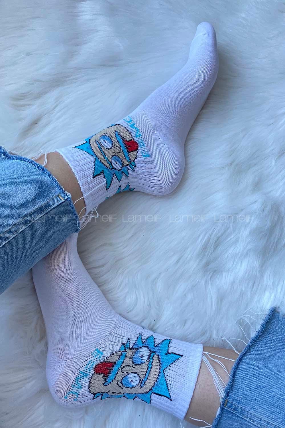 Modalamelif Çılgın Profesör Soket Çorap Beyaz