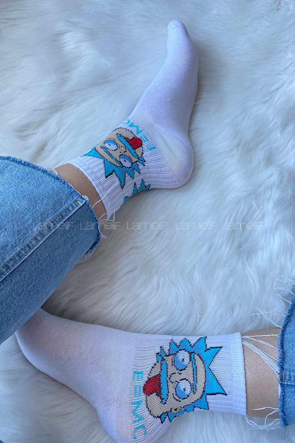 Modalamelif Çılgın Profesör Soket Çorap Beyaz