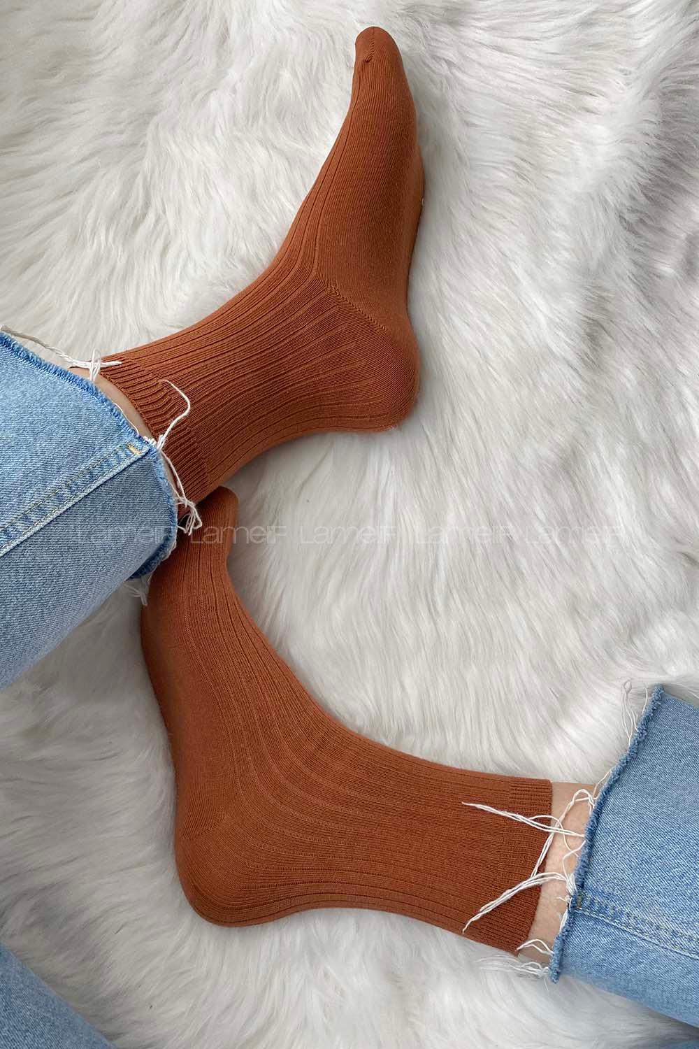 Lamelif İnce Fitilli Taba Çorap