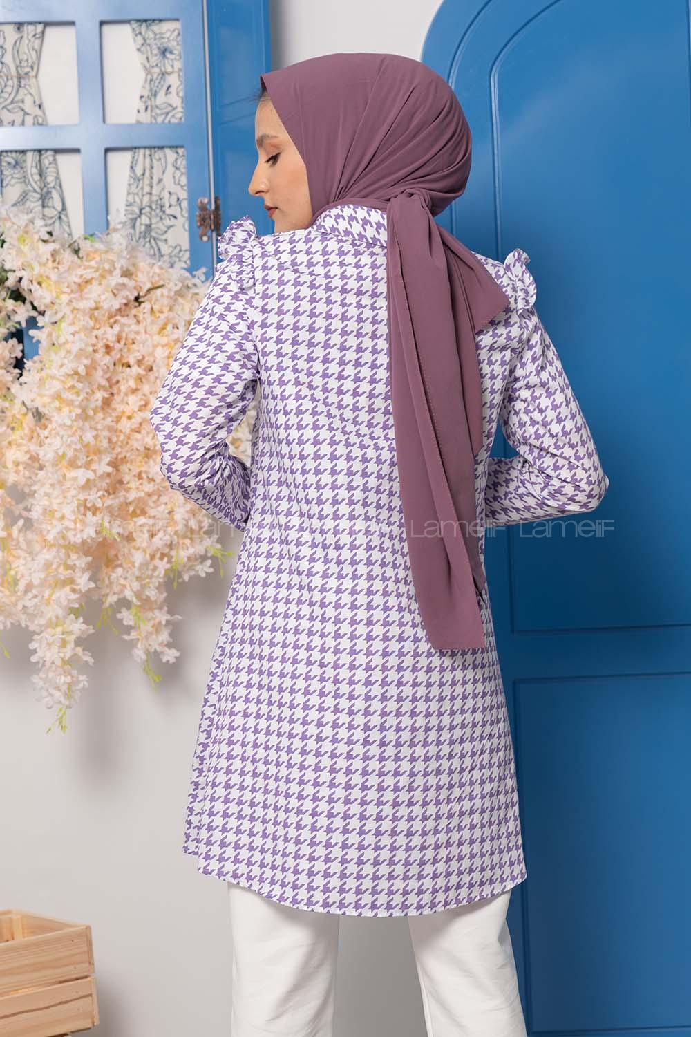 Modalamelif Kazayağı Desen Tunik Lila