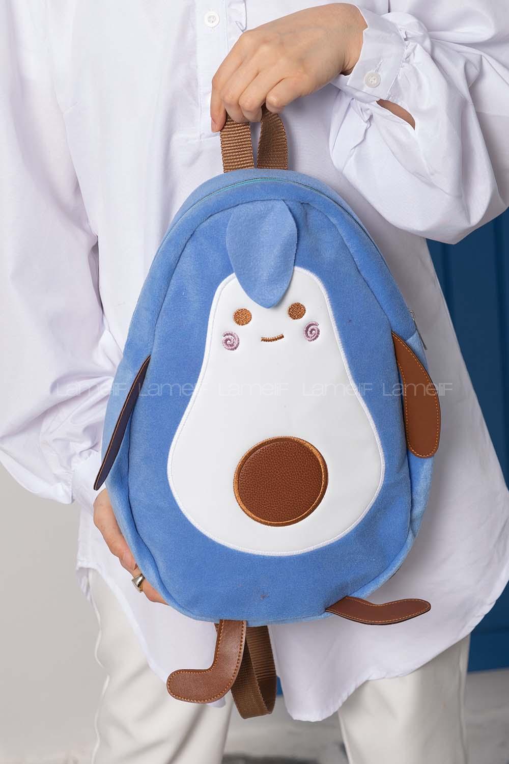 Modalamelif Peluş Avokado Sırt Çantası Açık Mavi