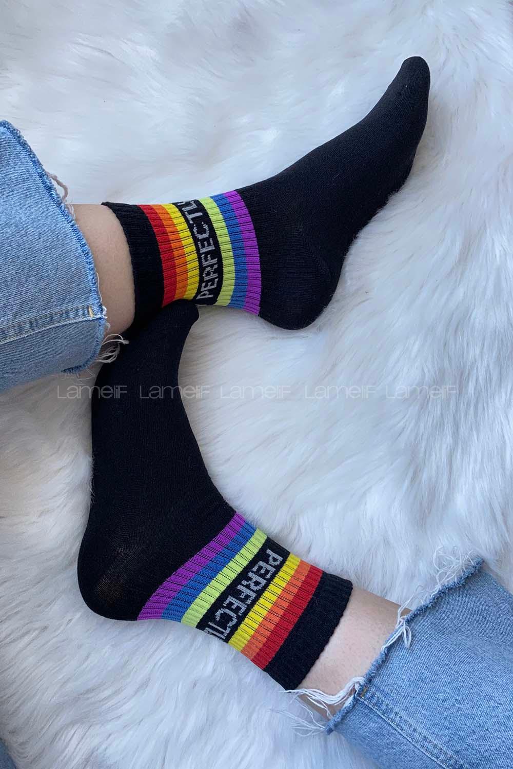 Modalamelif Perfect Renkli Soket Çorap Siyah