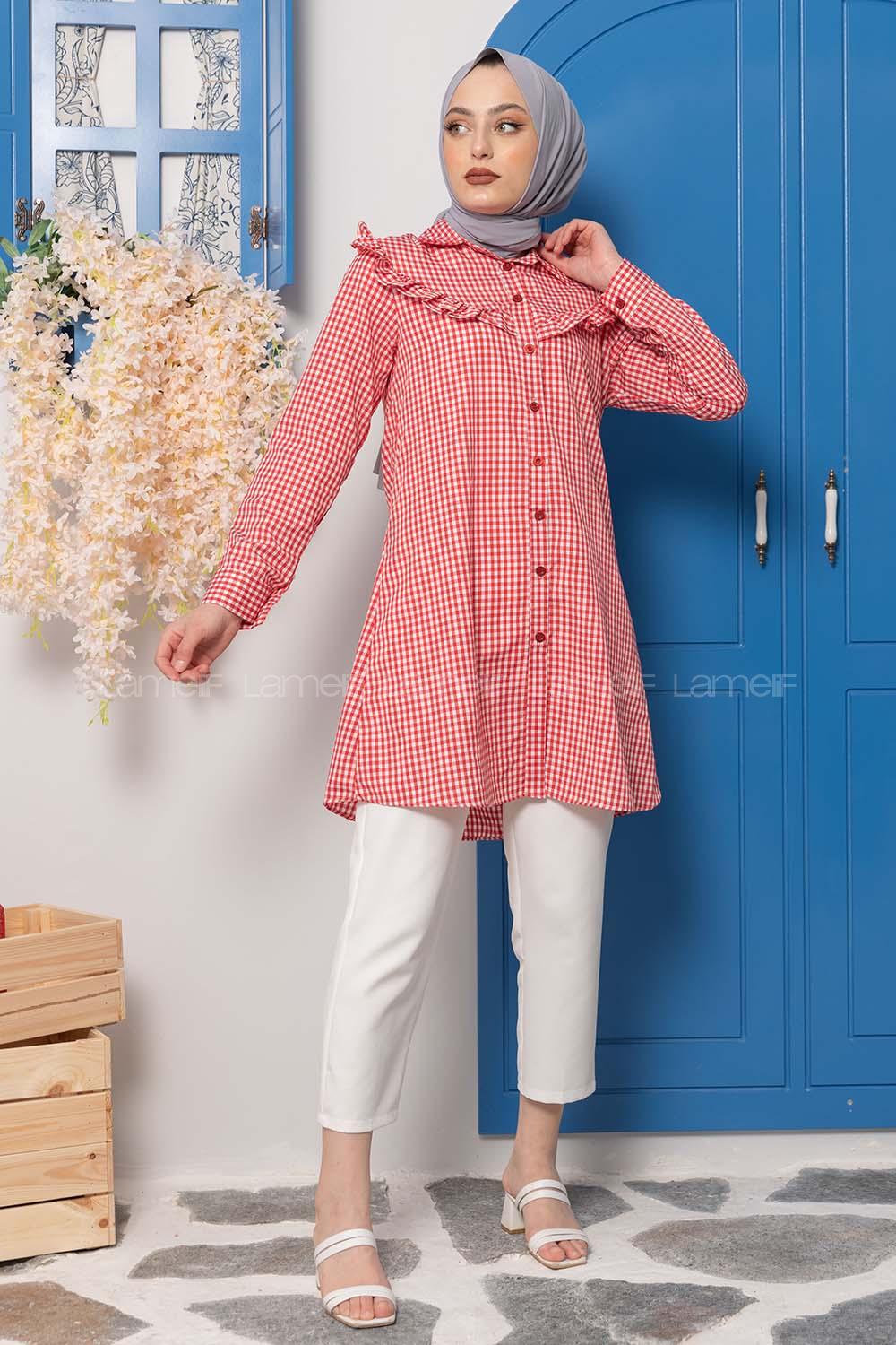 Modalamelif Pötikare Desen Tunik Kırmızı