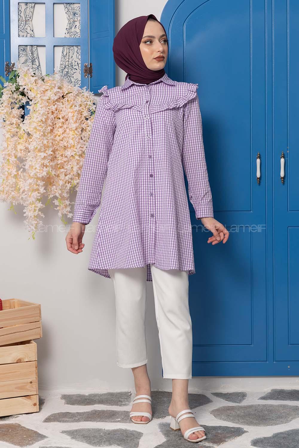 Modalamelif Pötikare Desen Tunik Lila