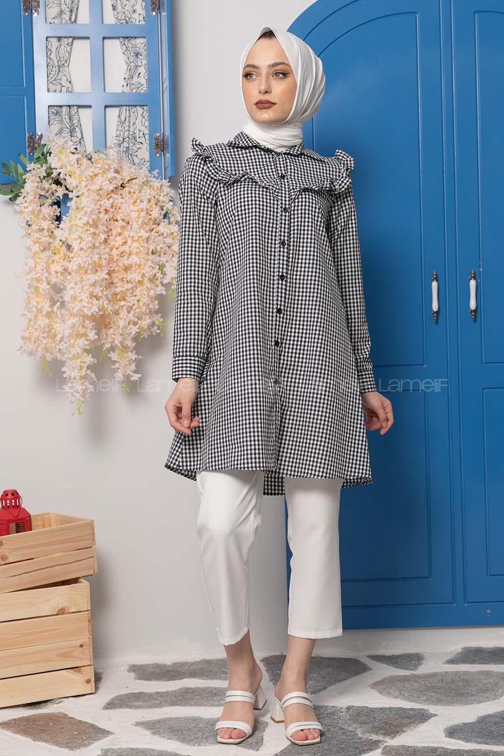 Modalamelif Pötikare Desen Tunik Siyah