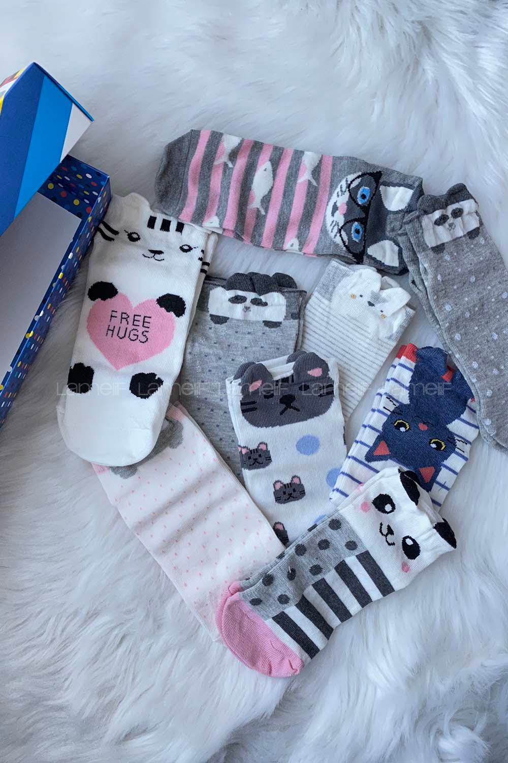 Modalamelif Sevimli Desen Patik Çorap 9lu Kutu