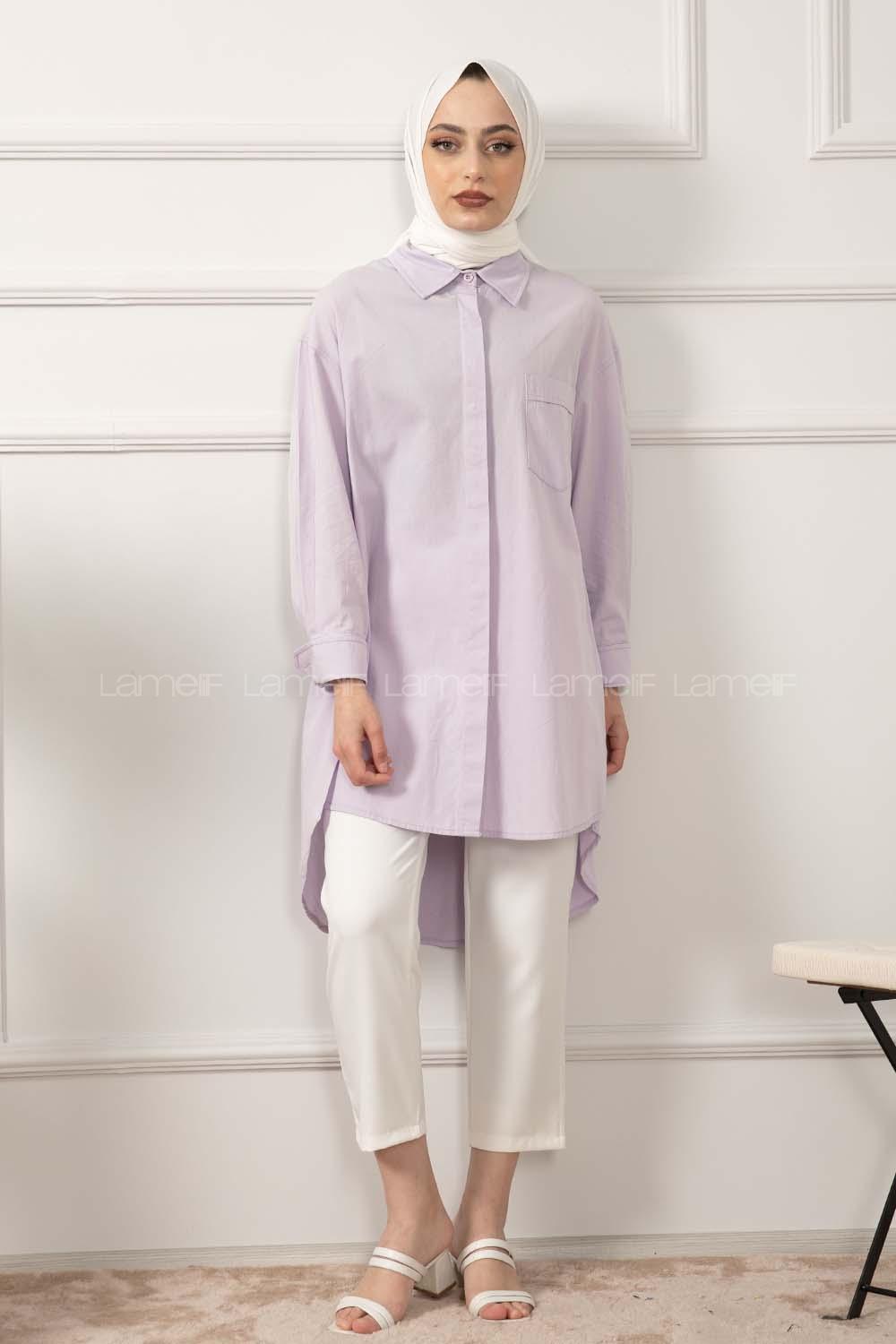 Modalamelif Tek Cepli Salaş Gömlek Lila
