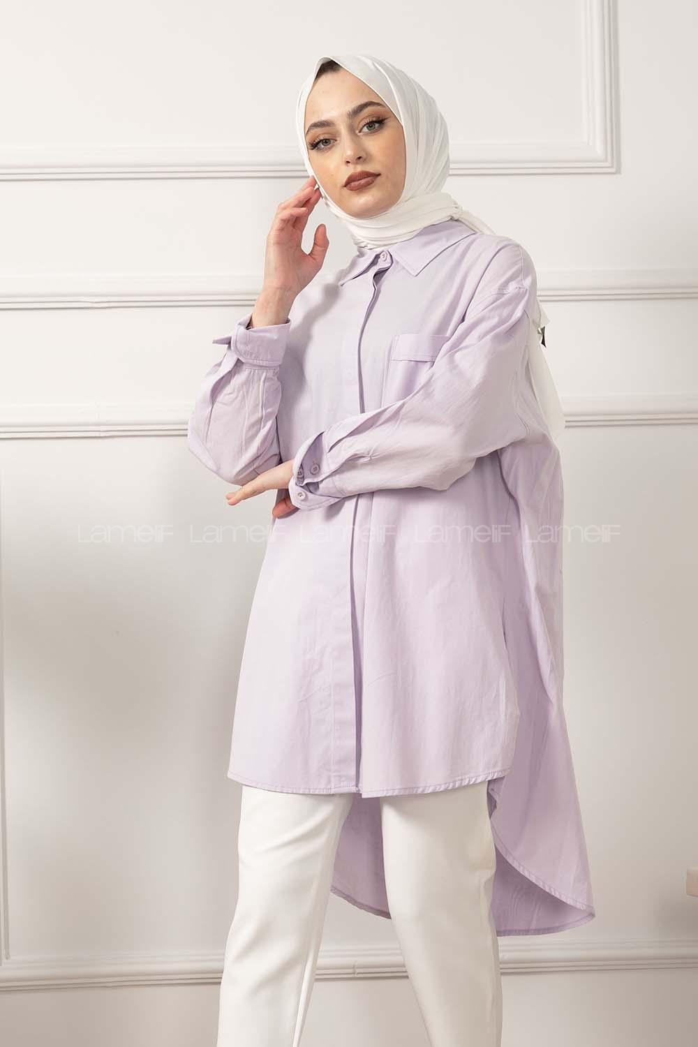 Modalamelif Tek Cepli Salaş Gömlek Lila