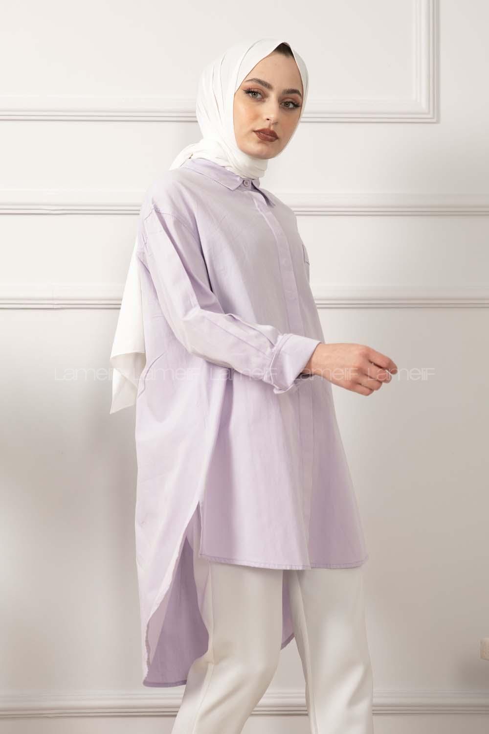 Modalamelif Tek Cepli Salaş Gömlek Lila