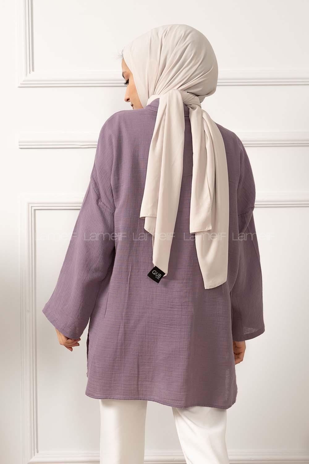 Modalamelif Yan Yırtmaçlı Gömlek Lila