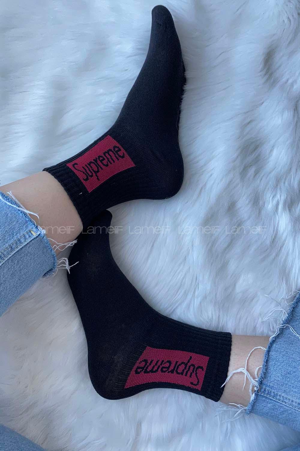 ModalemelModalamelifSupreme Yazılı Soket Çorap Siyah