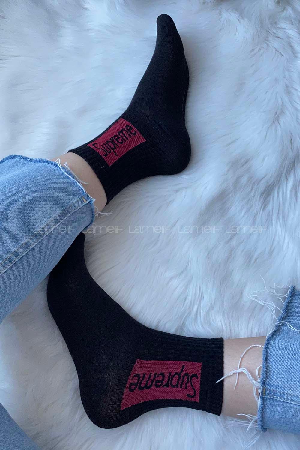 ModalemelModalamelifSupreme Yazılı Soket Çorap Siyah