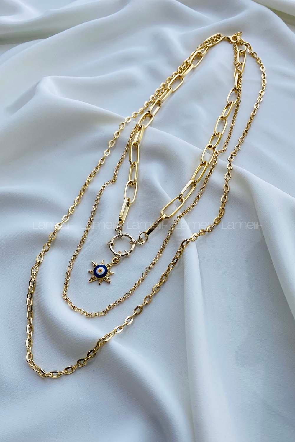 Lamelif 3lü Güneş Nazar Kolye