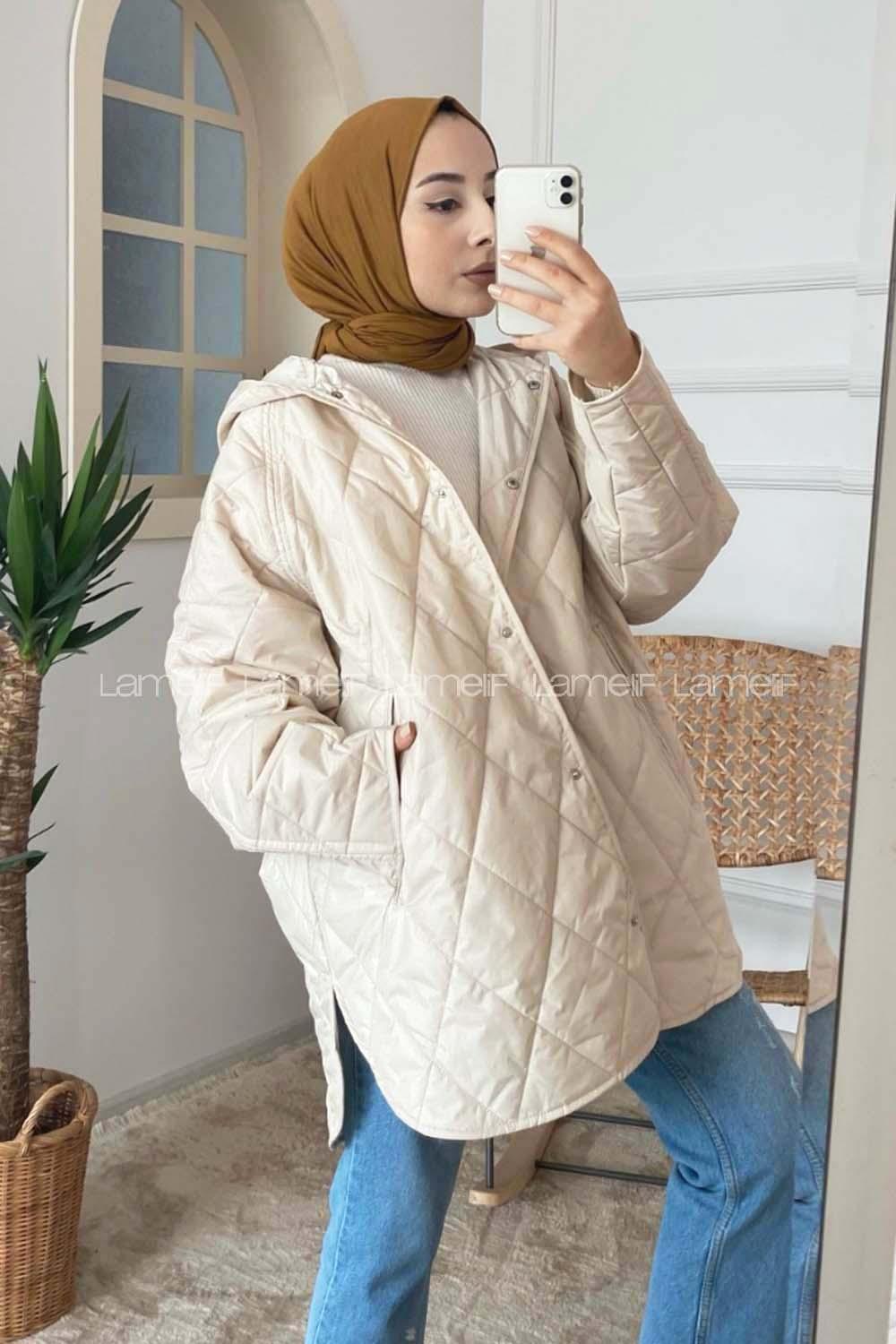 Modalamelif Önü Çıtçıt Düğmeli Mont Bej