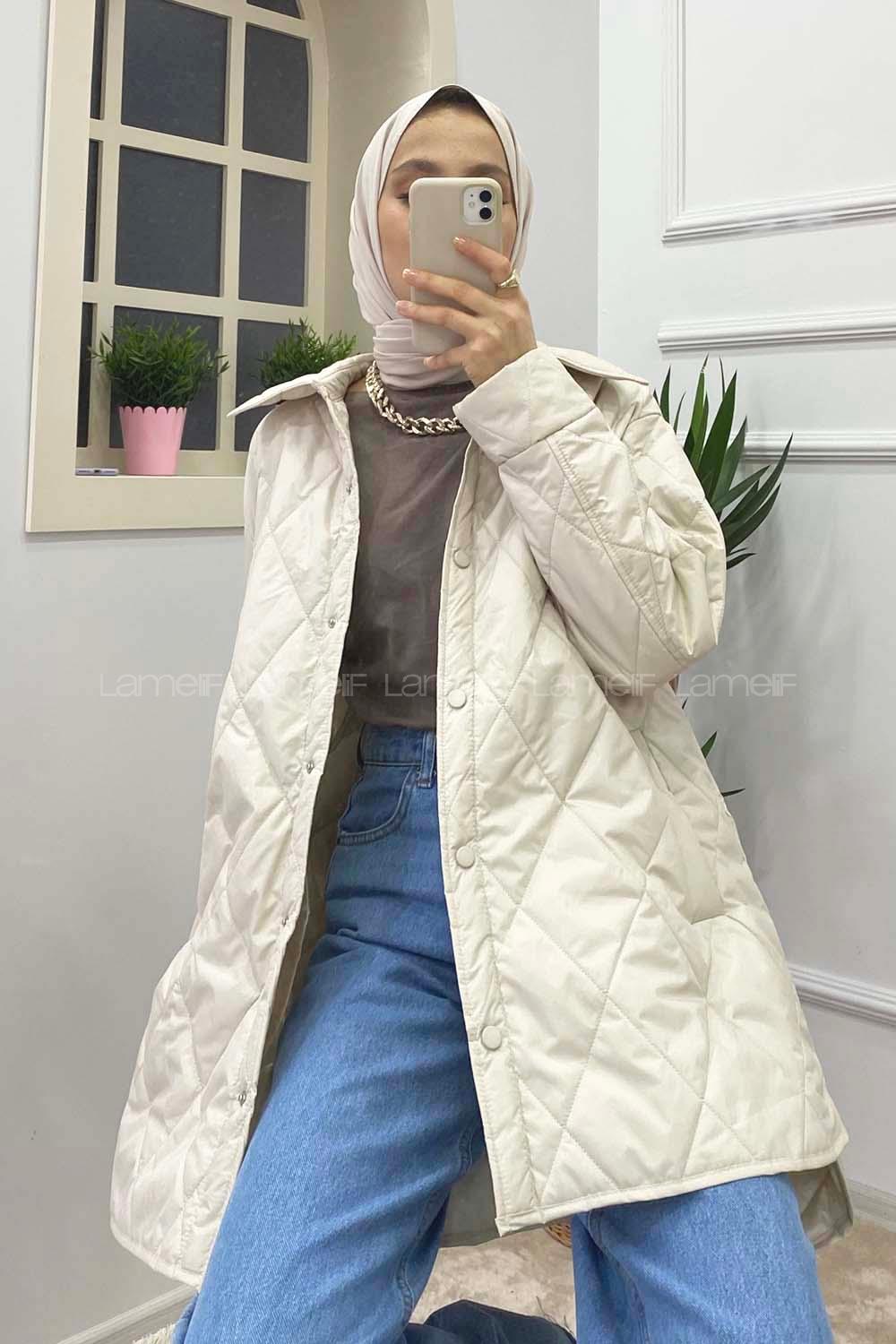 Modalamelif Önü Çıtçıt Düğmeli Mont Taş