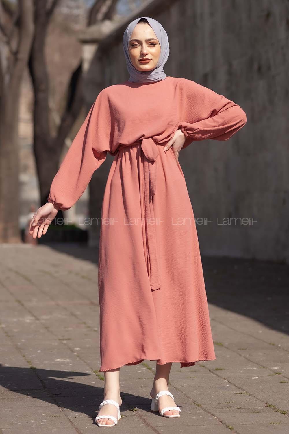 Modalamelif Yarasa Kol Prenses Elbise Gül