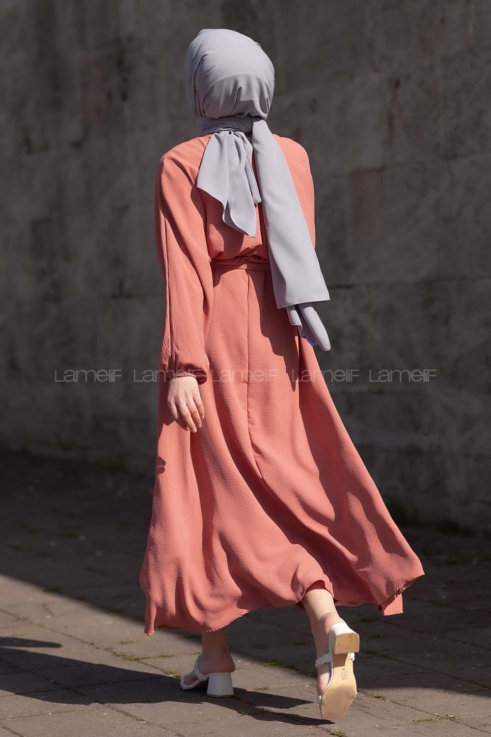 Modalamelif Yarasa Kol Prenses Elbise Gül