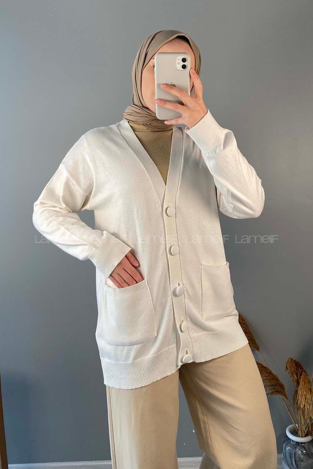 Ecru V Neck Knitwear Unprinted Knitwear