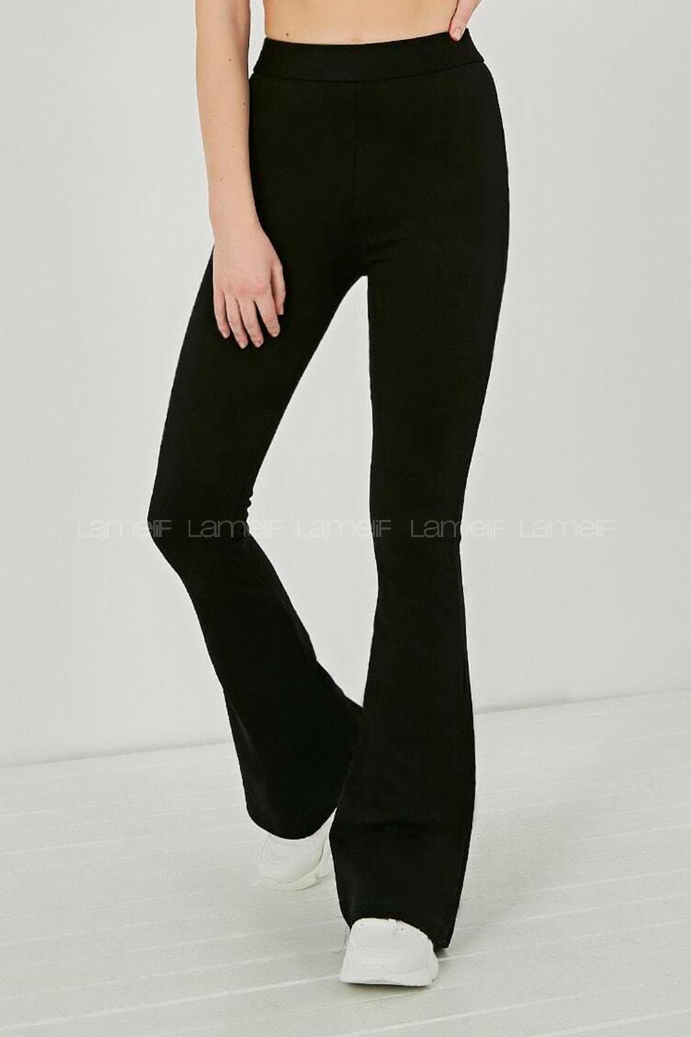 Black Cotton Elastic Waist Comfortable Leggings