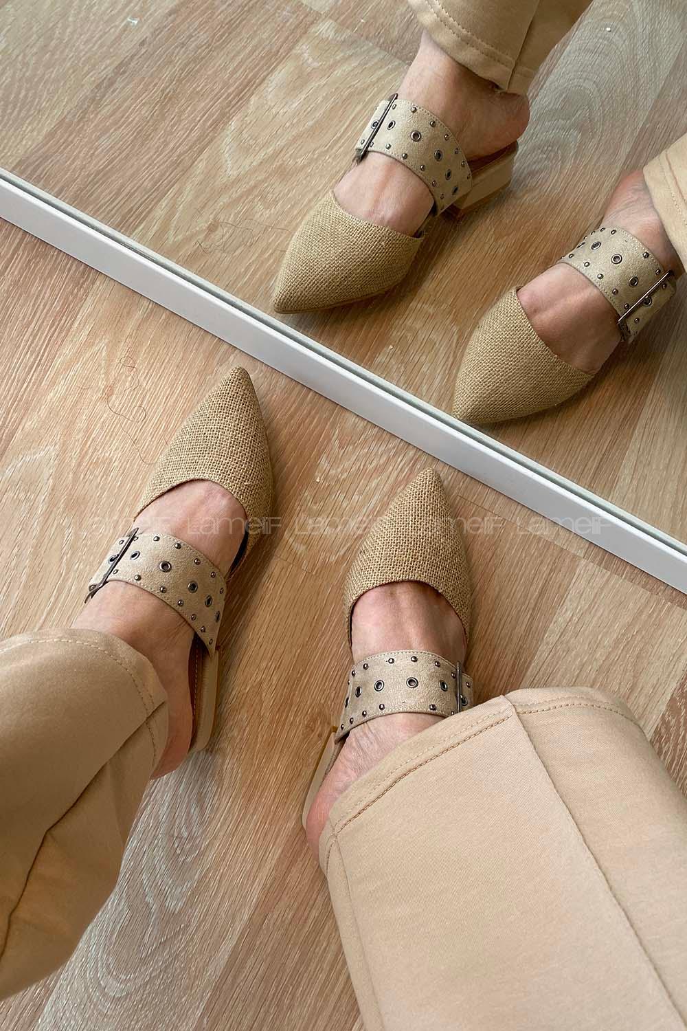 Modalamelif  Tokalı Hasır Terlik Vizonrengi