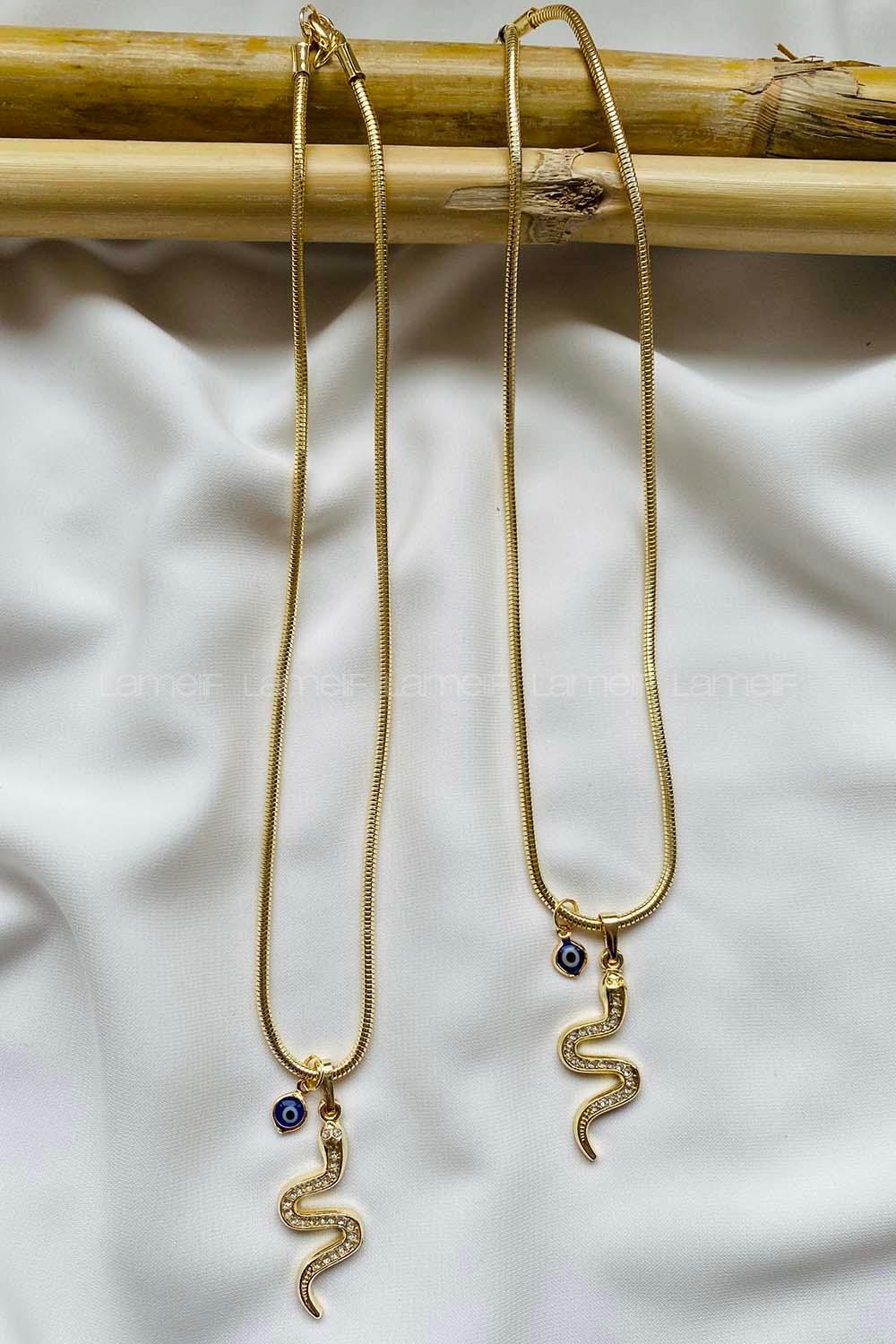 Modalamelif Hasır Zincir Gold Yılan Kolye