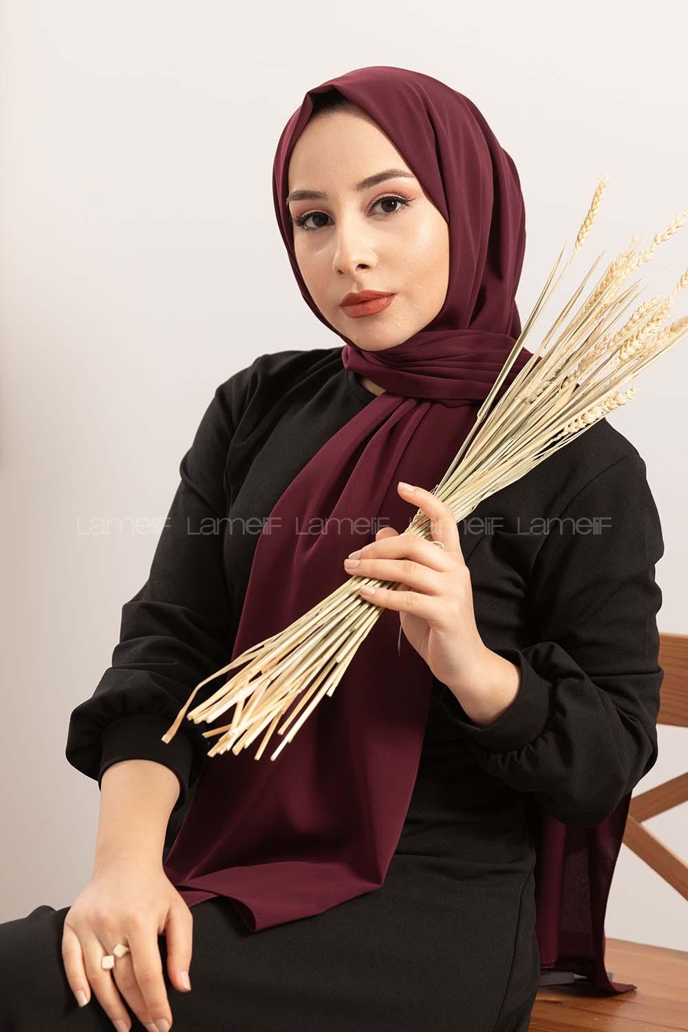 Modalamelif Acı Bordo Medine İpeği Şal