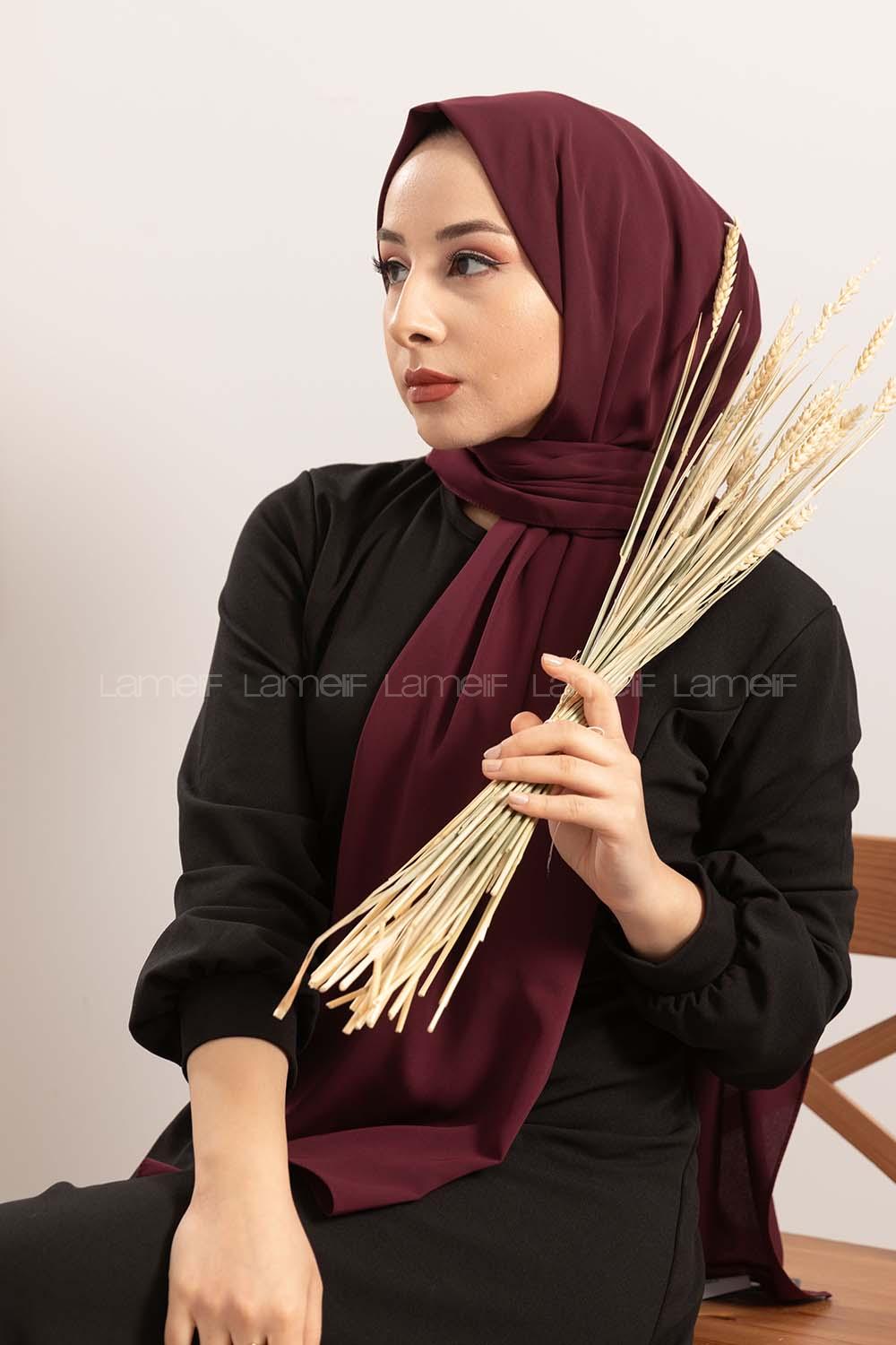 Modalamelif Acı Bordo Medine İpeği Şal