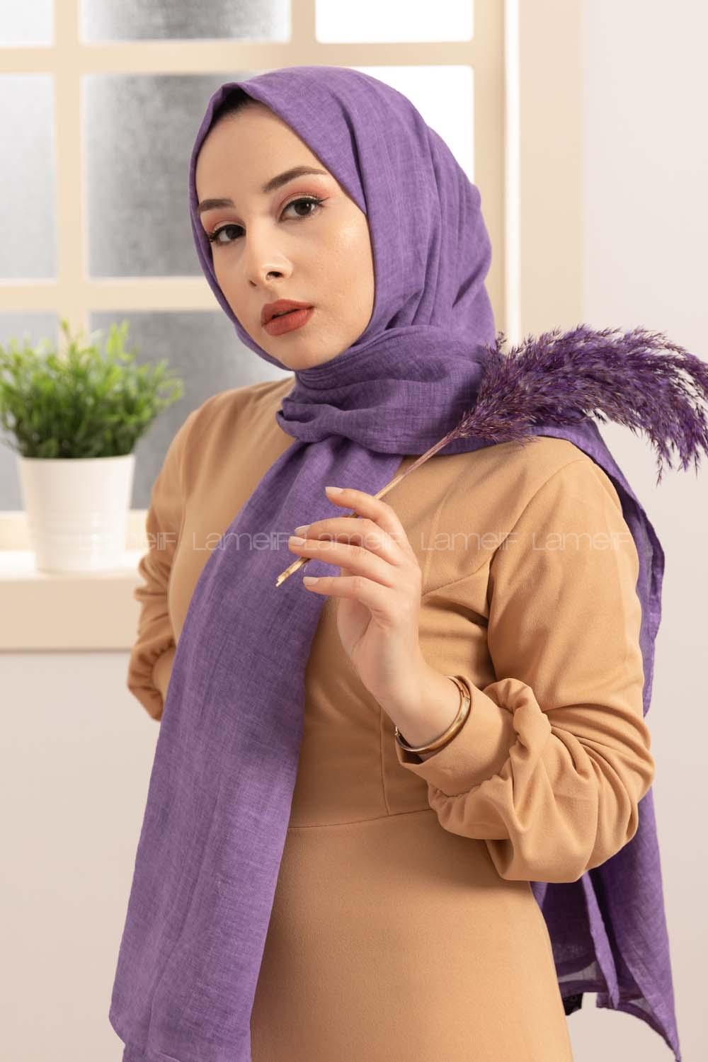 Modalamelif  Lavanta Taşlanmış Pamuk Vual Şal