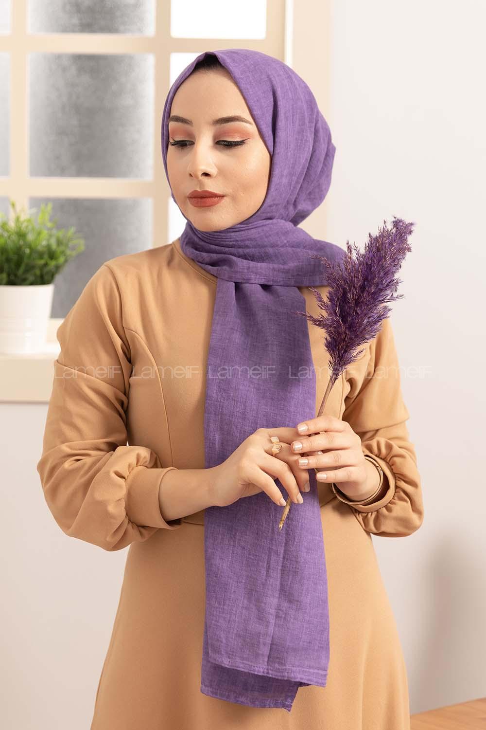 Modalamelif  Lavanta Taşlanmış Pamuk Vual Şal