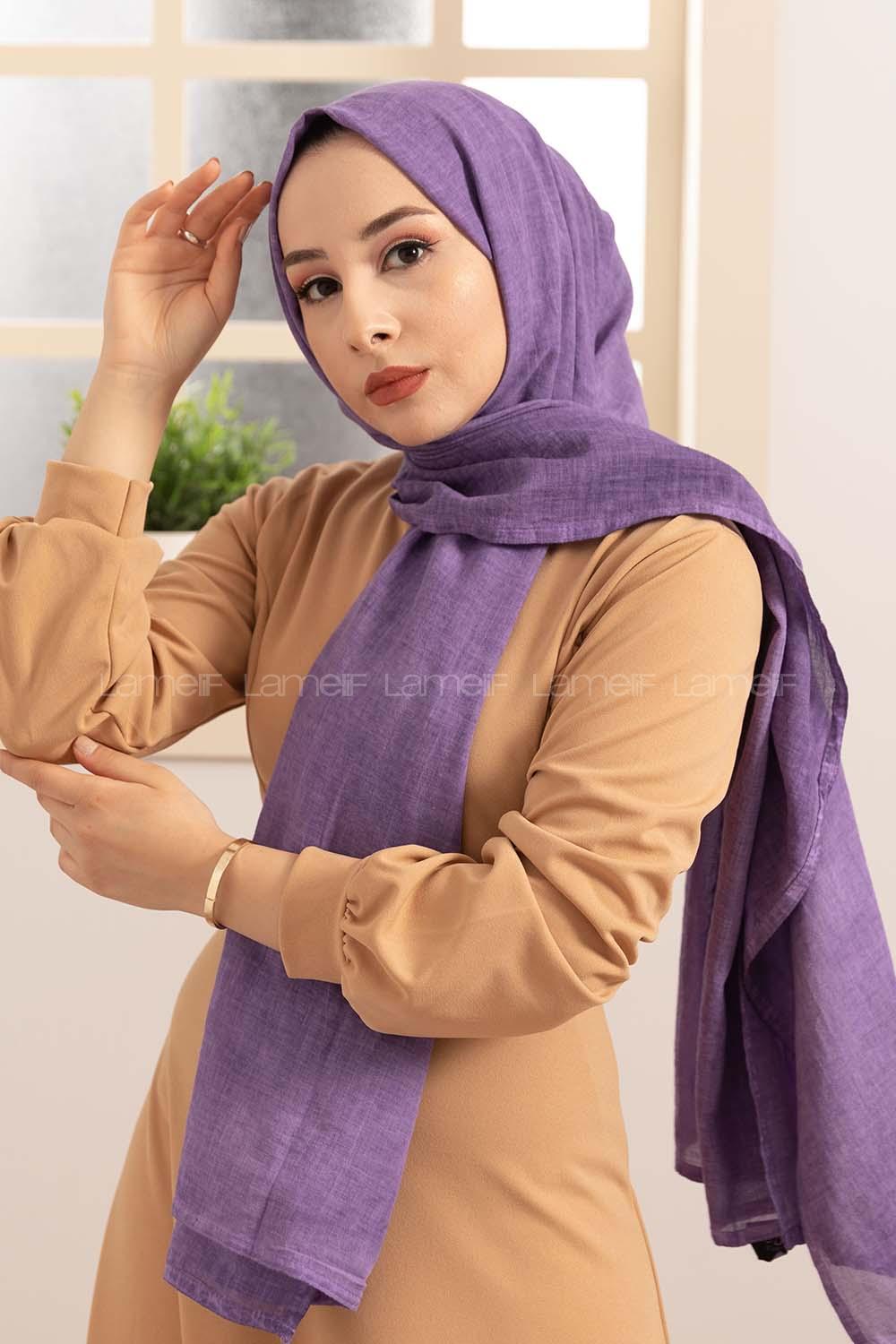 Modalamelif  Lavanta Taşlanmış Pamuk Vual Şal