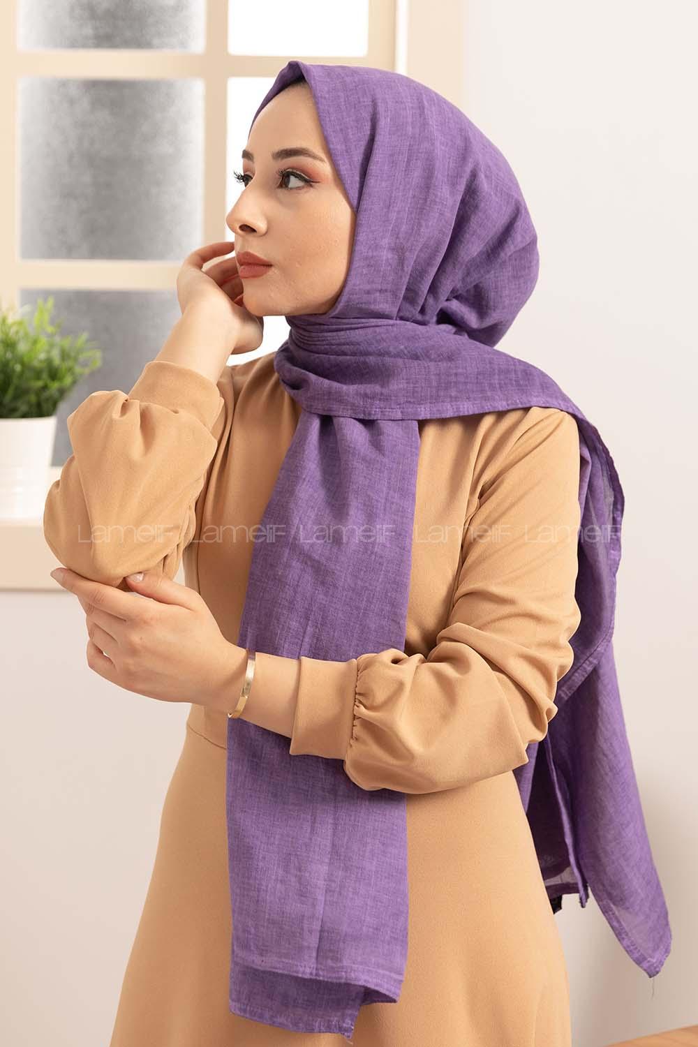 Modalamelif  Lavanta Taşlanmış Pamuk Vual Şal