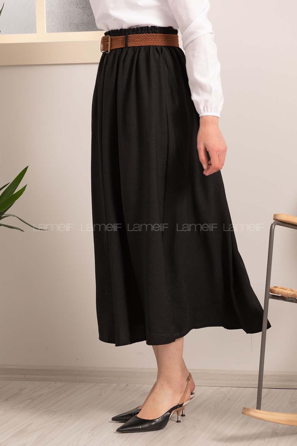 Modalamelif Beli Lastikli Etek Siyah