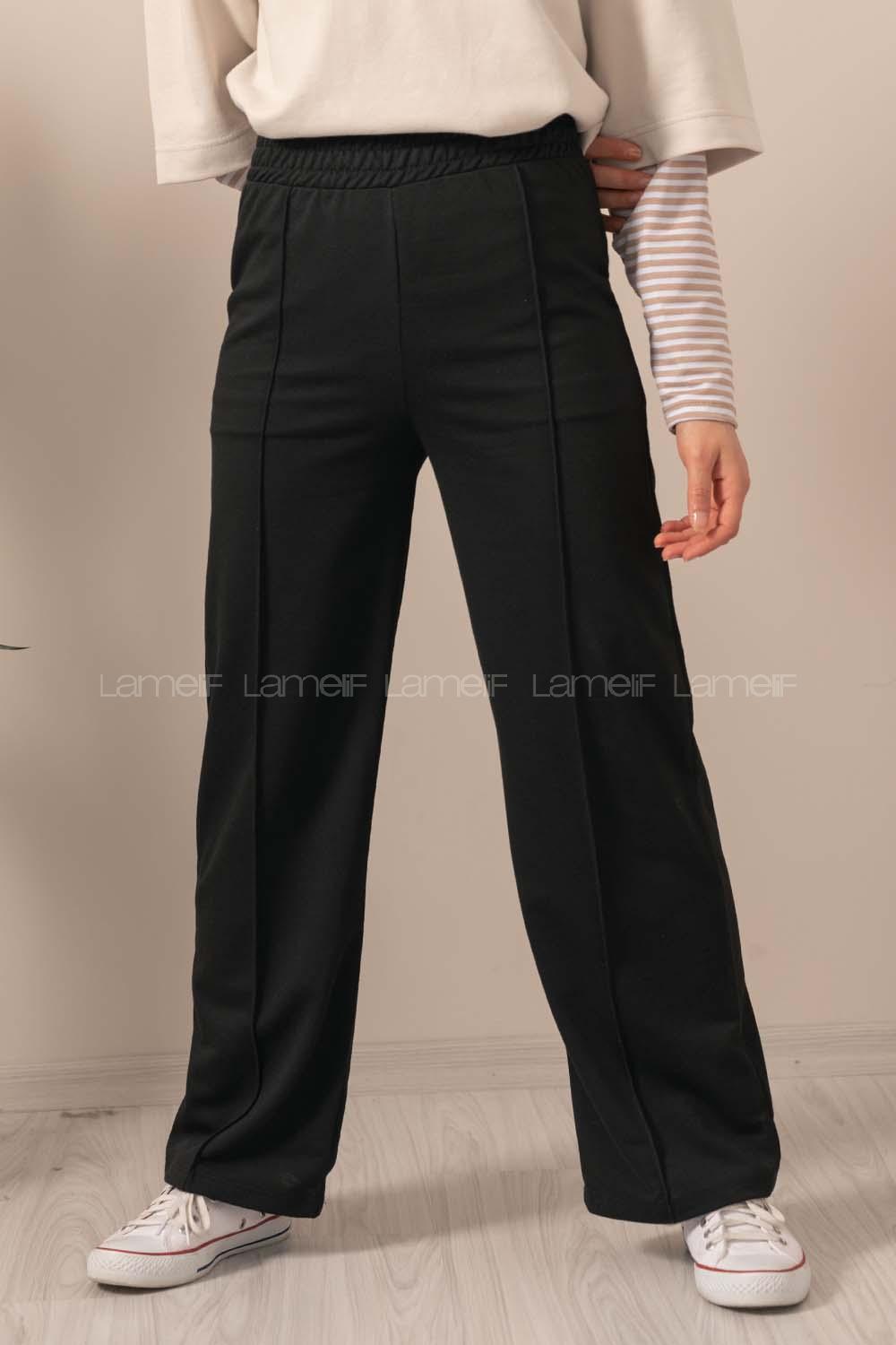 Modalamelif Bol Paça Çımalı Eşofman Siyah