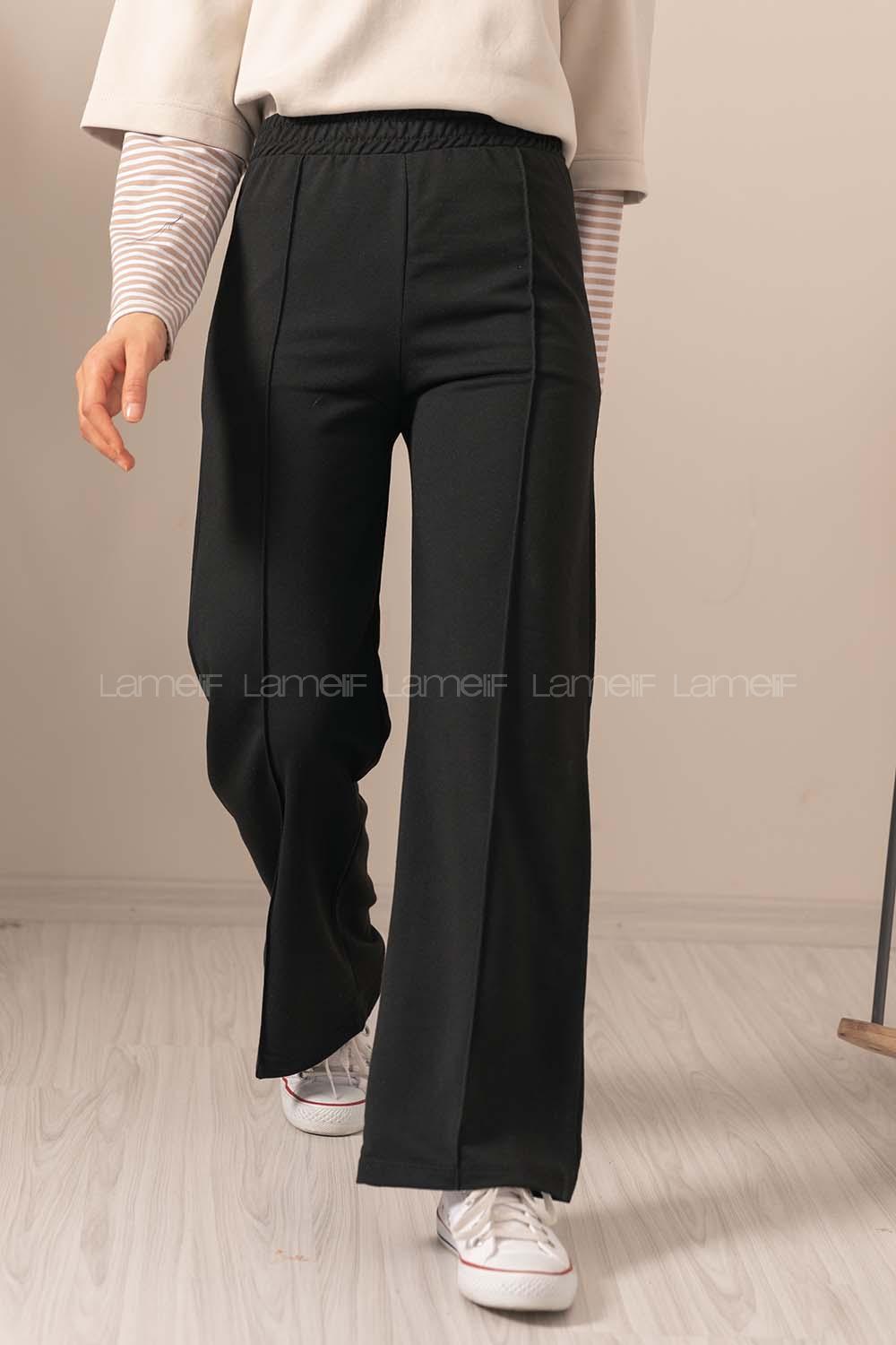 Modalamelif Bol Paça Çımalı Eşofman Siyah