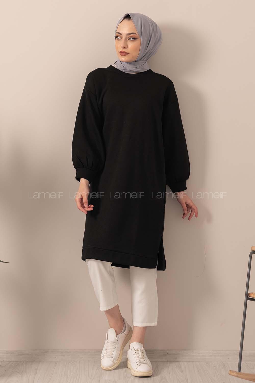 Modalamelif Düz Renk  Sweatshirt Siyah