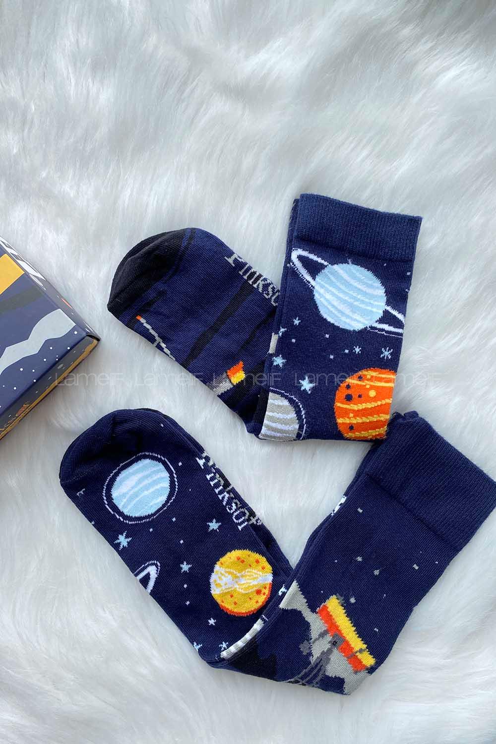 Modalamelif Bayan- Erkek Çift Uyumlu Hareketli Soket Çorap Kutusu 2 li Paket