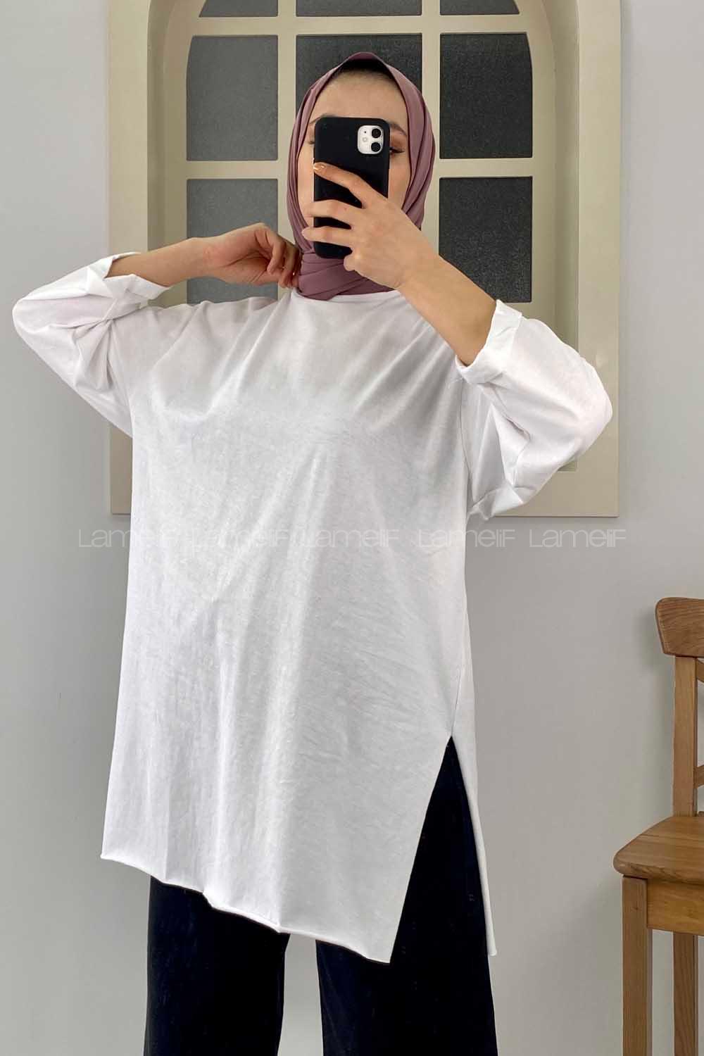 Modalamelif Düşük Kol Oversize T-Şhirt Ekru