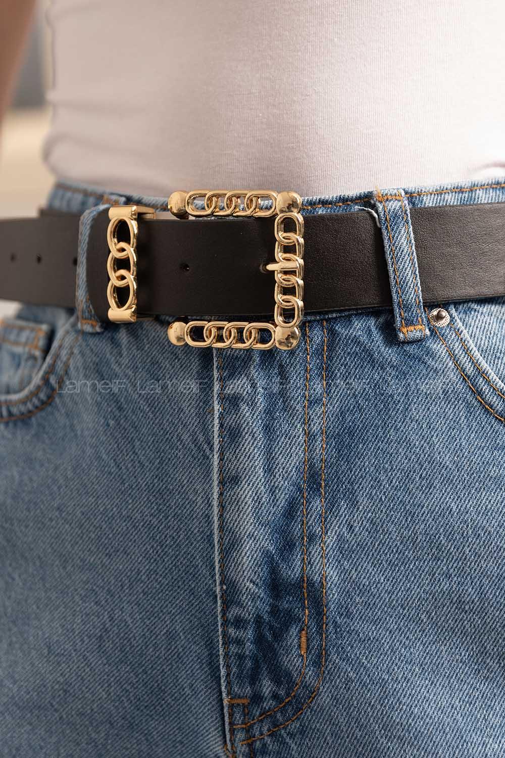 Modalamelif Kare ZincirTokalı Kemer Altın