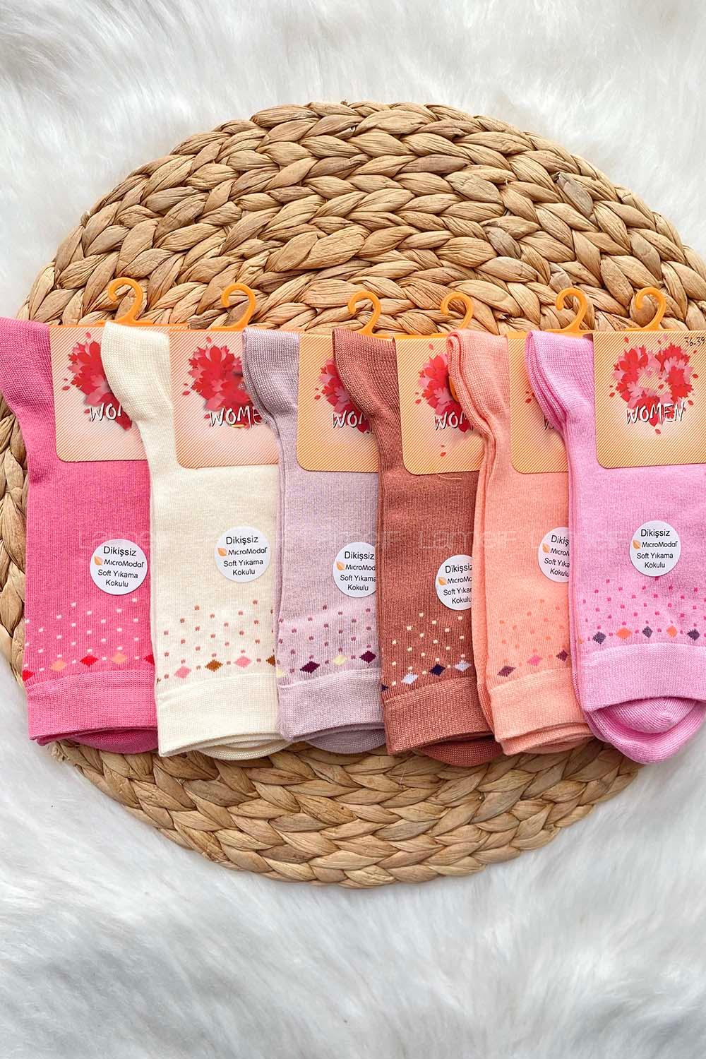 Modalamelif Minimal Desen Soft Yıkamalı Kokulu Çorap Seti 6 lı Paket