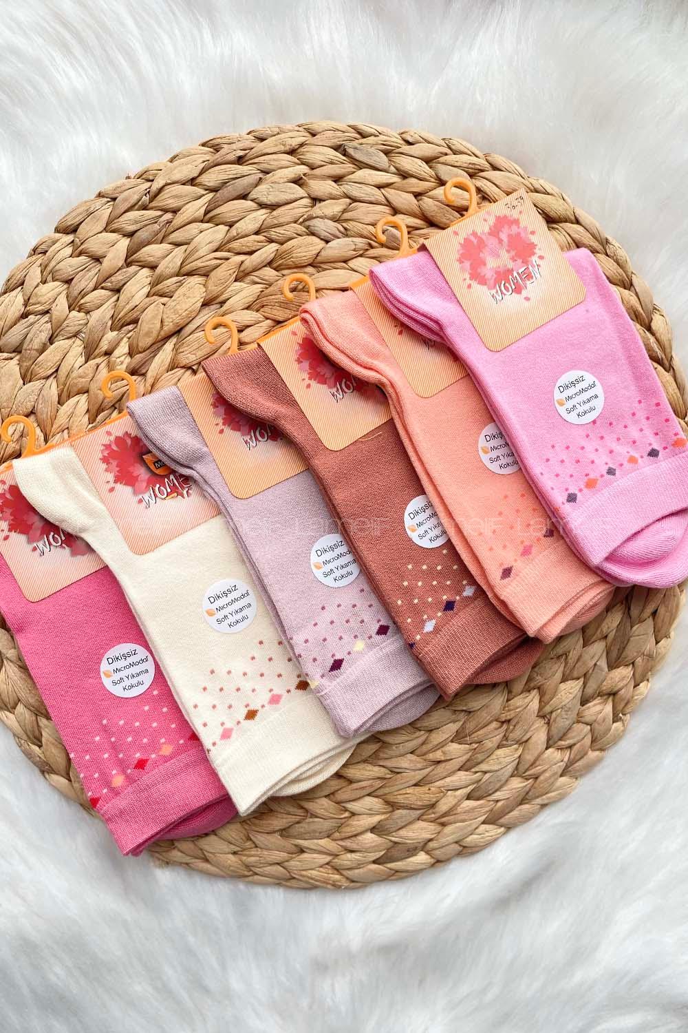 Modalamelif Minimal Desen Soft Yıkamalı Kokulu Çorap Seti 6 lı Paket