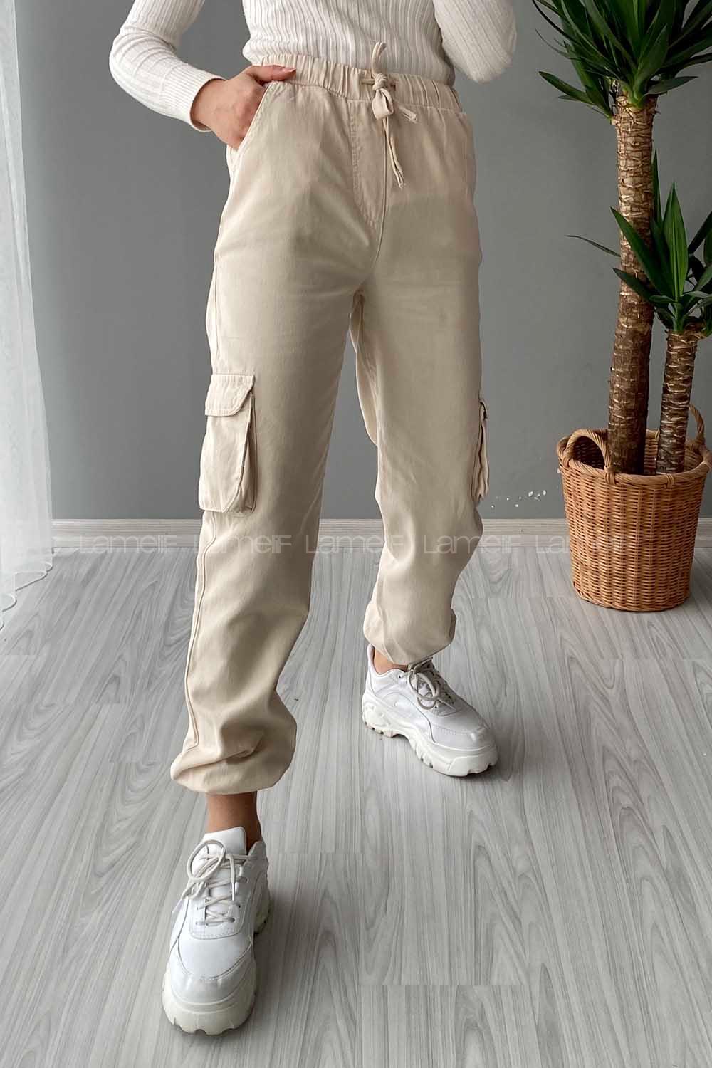 Modalamelif Körük Cepli Gabardin Pantolon Taş Rengi