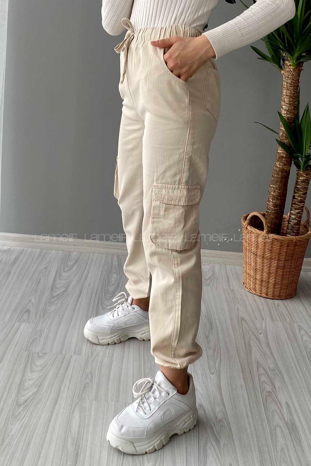 Modalamelif Körük Cepli Gabardin Pantolon Taş Rengi