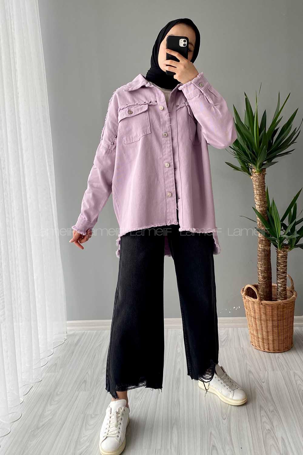 Modalamelif Rivetli Oversize Ceket Lila