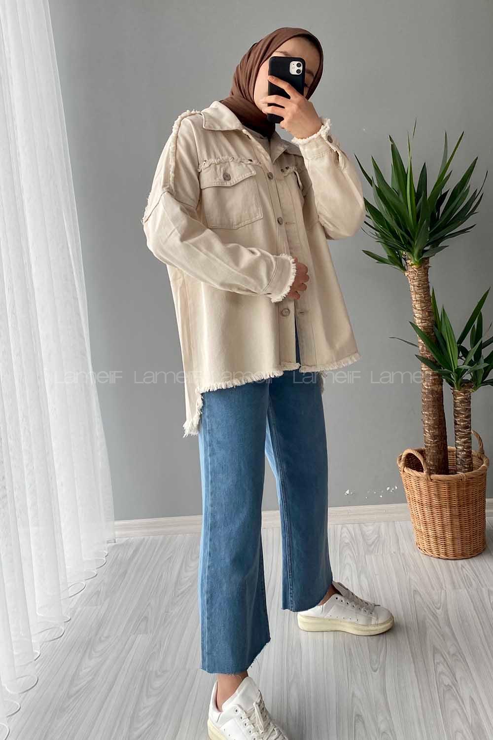 Modalamelif Rivetli Oversize Ceket Taş Rengi