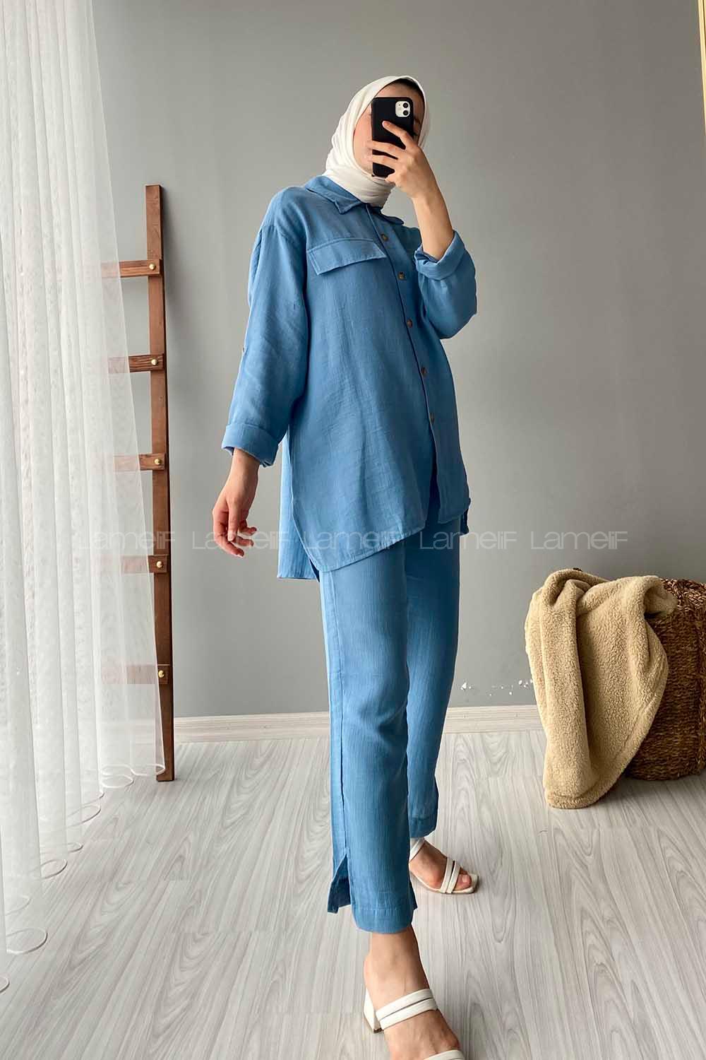 Modalamelif Kapak Cepli İkili Takım Açık Mavi