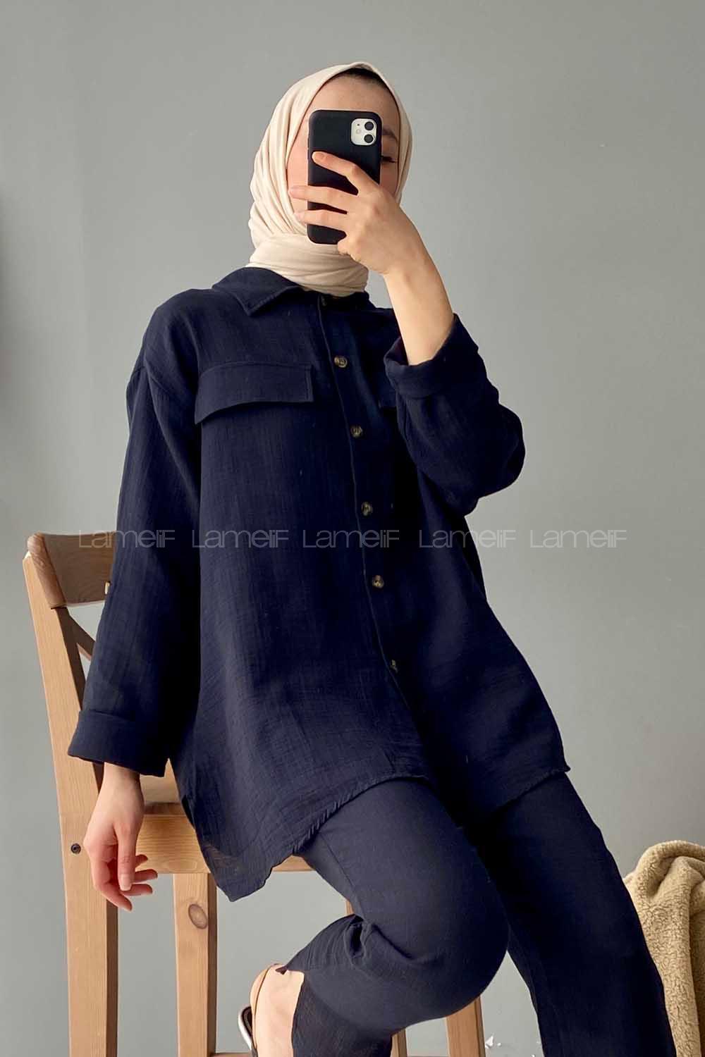 Modalamelif Kapak Cepli İkili Takım Siyah