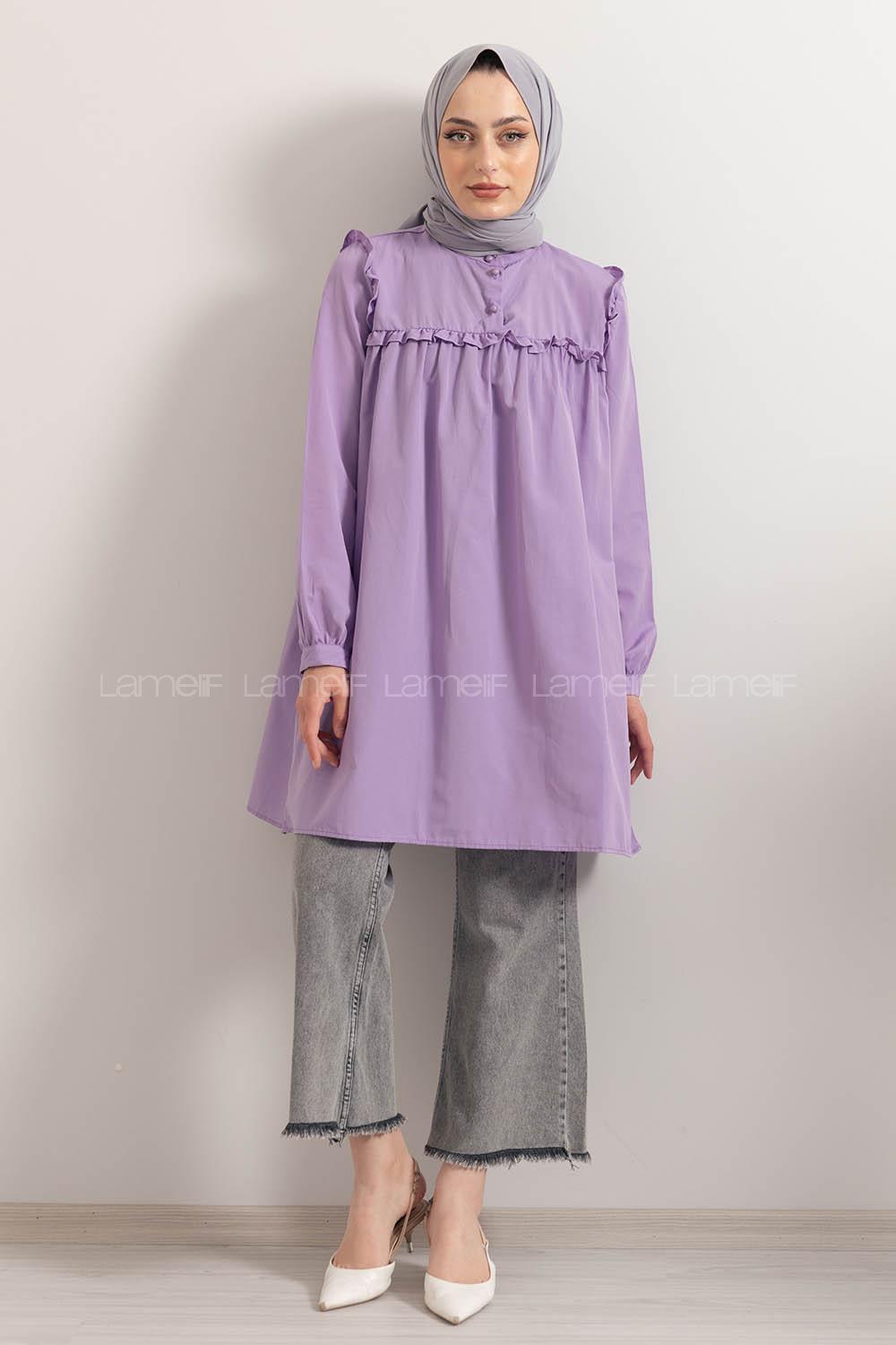 Modalamelif Hakim Yaka Fırfırlı Tunik Lila